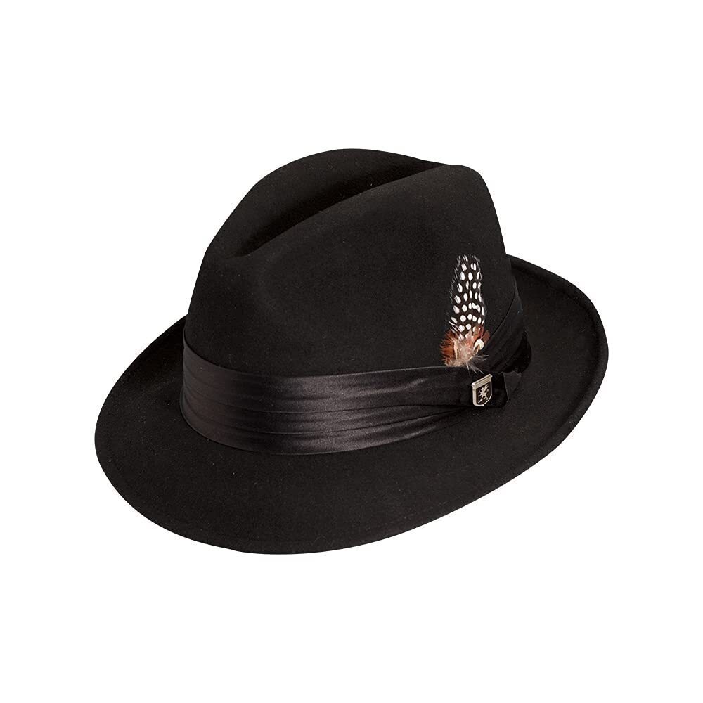 1069 Crushable Wool Felt Snap Brim Fedora Hat XX-Large, Black